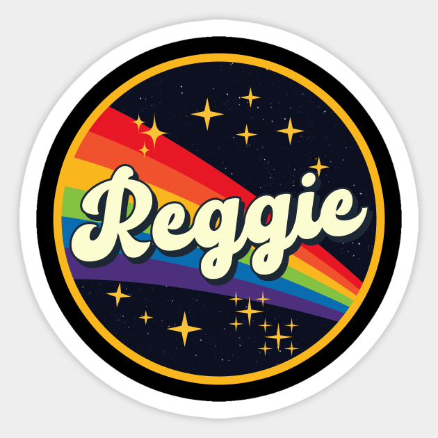 Reggie // Rainbow In Space Vintage Style Sticker by LMW Art